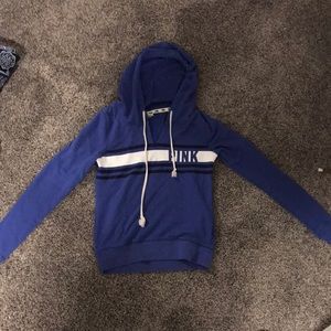 Victoria secret pink blue v neck hoodie